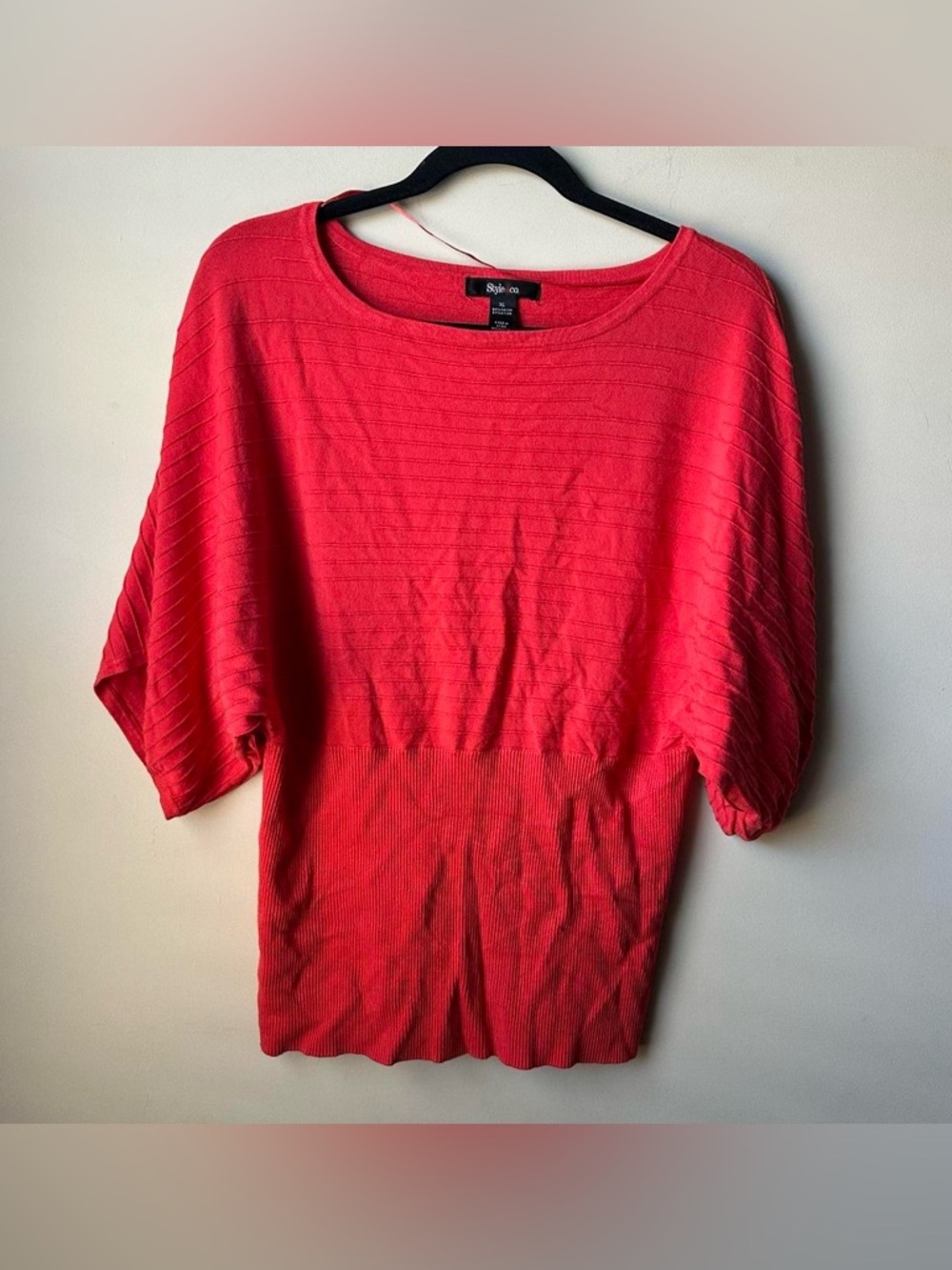 Style & Co Knit Pullover Sweater Top Blouse BatwingSleeve ShortSleeveSweater XL